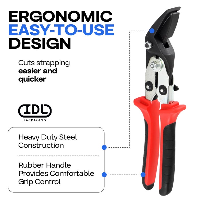 IDL Packaging H-268 Strapping Cutter for Steel & Polyester (PET) & Polypropylene (PP) Banding from 3/8" to 1 1/4" Width and up to 0.035" Thickness â€“ Durable Tool with Safety Function - Image 3